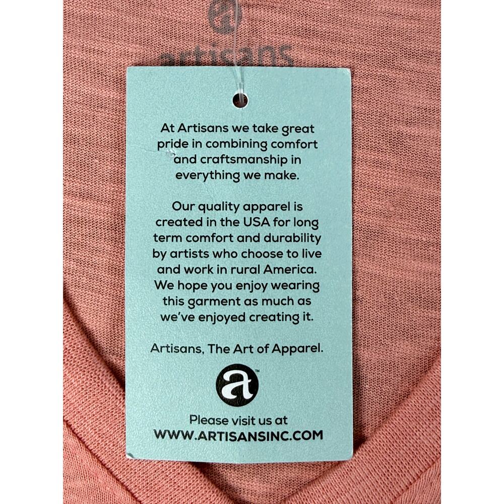 Artisans Up North Wisconsin V-Neck T-Shirt Peach Pink Slub Knit Large NWT - Picture 4 of 9
